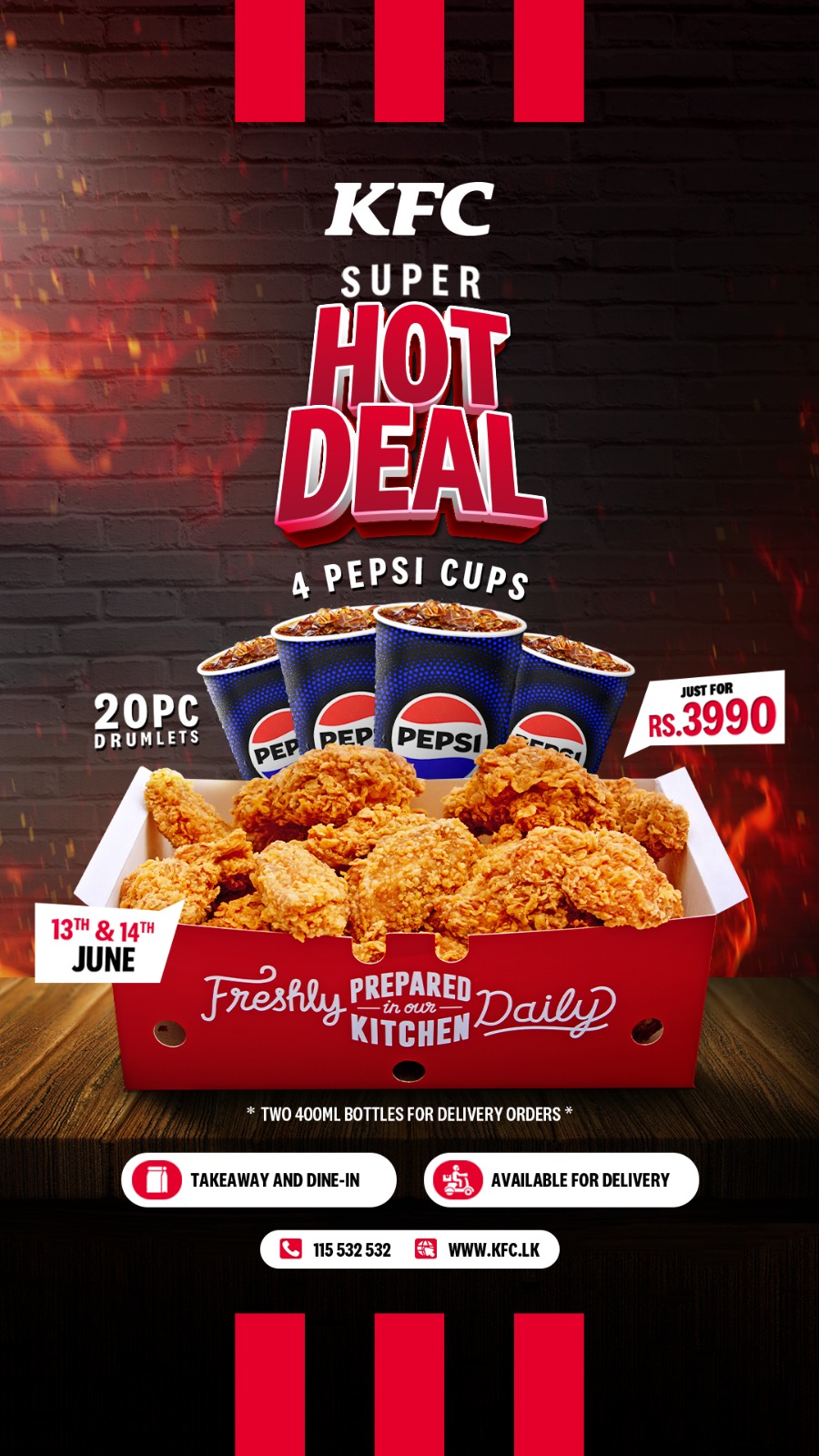 20PCS HOT DRUMLET + 2 PEPSI 400ML