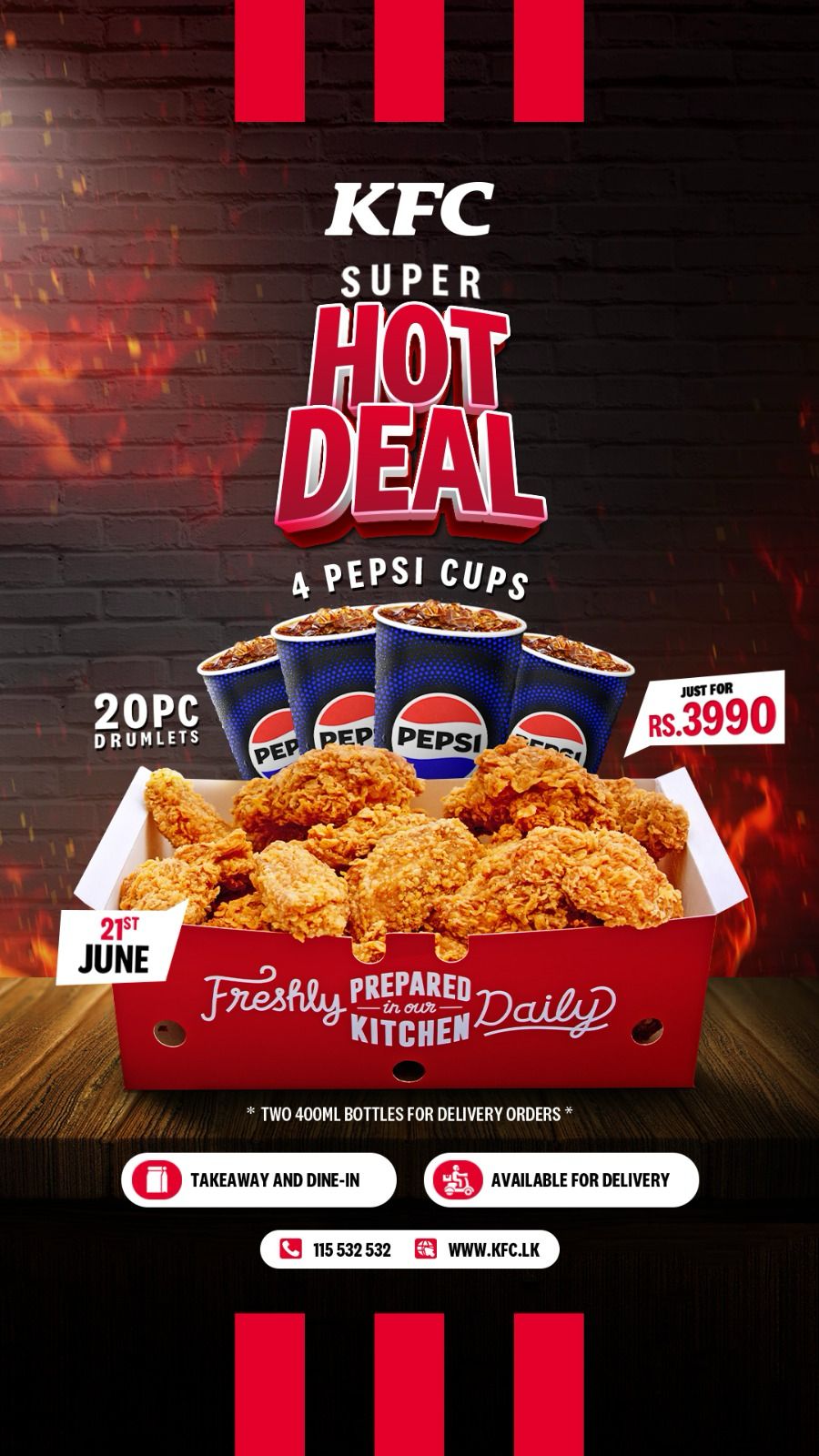 20PCS HOT DRUMLET + 2 PEPSI 400ML