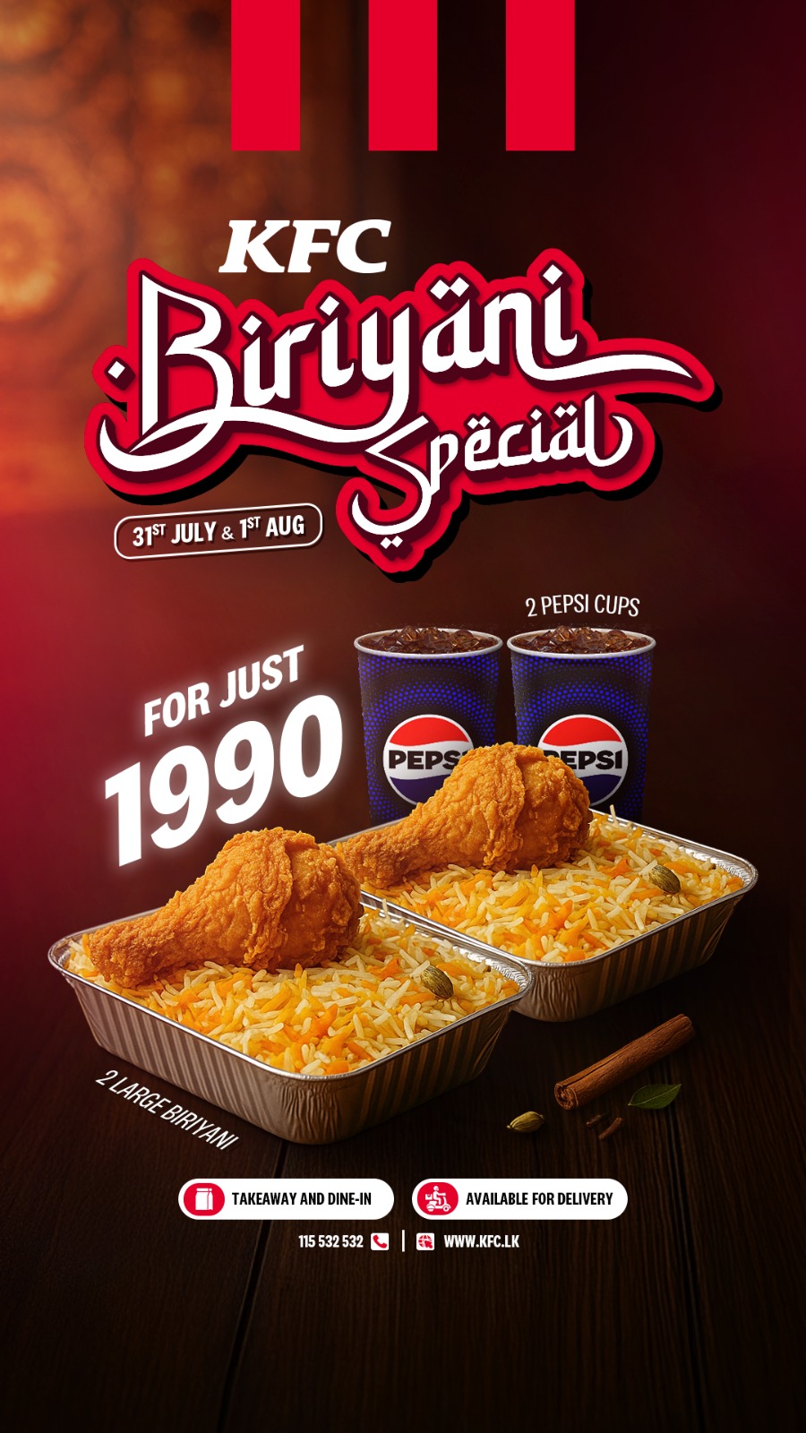 2 LARGE BURIYANI & 400ML 1 PEPSI